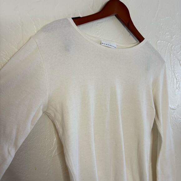 Bryn Walker Size S Top Tencel Blend Long Sleeve Ivory Basic Quiet Luxury READ - Picture 2 of 12